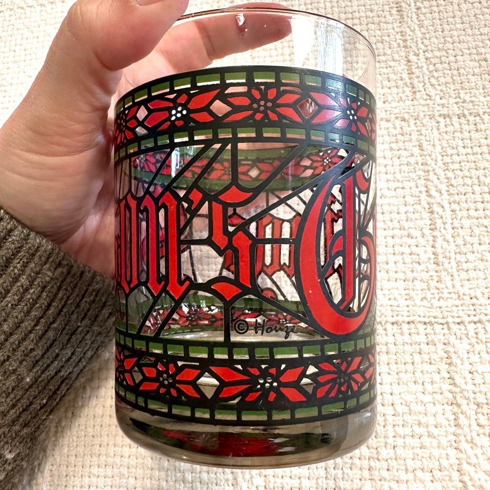 VTG Houze Seasons Greetings Glass Stained Glass Christmas Rocks Holiday Barware - Picture 4 of 10